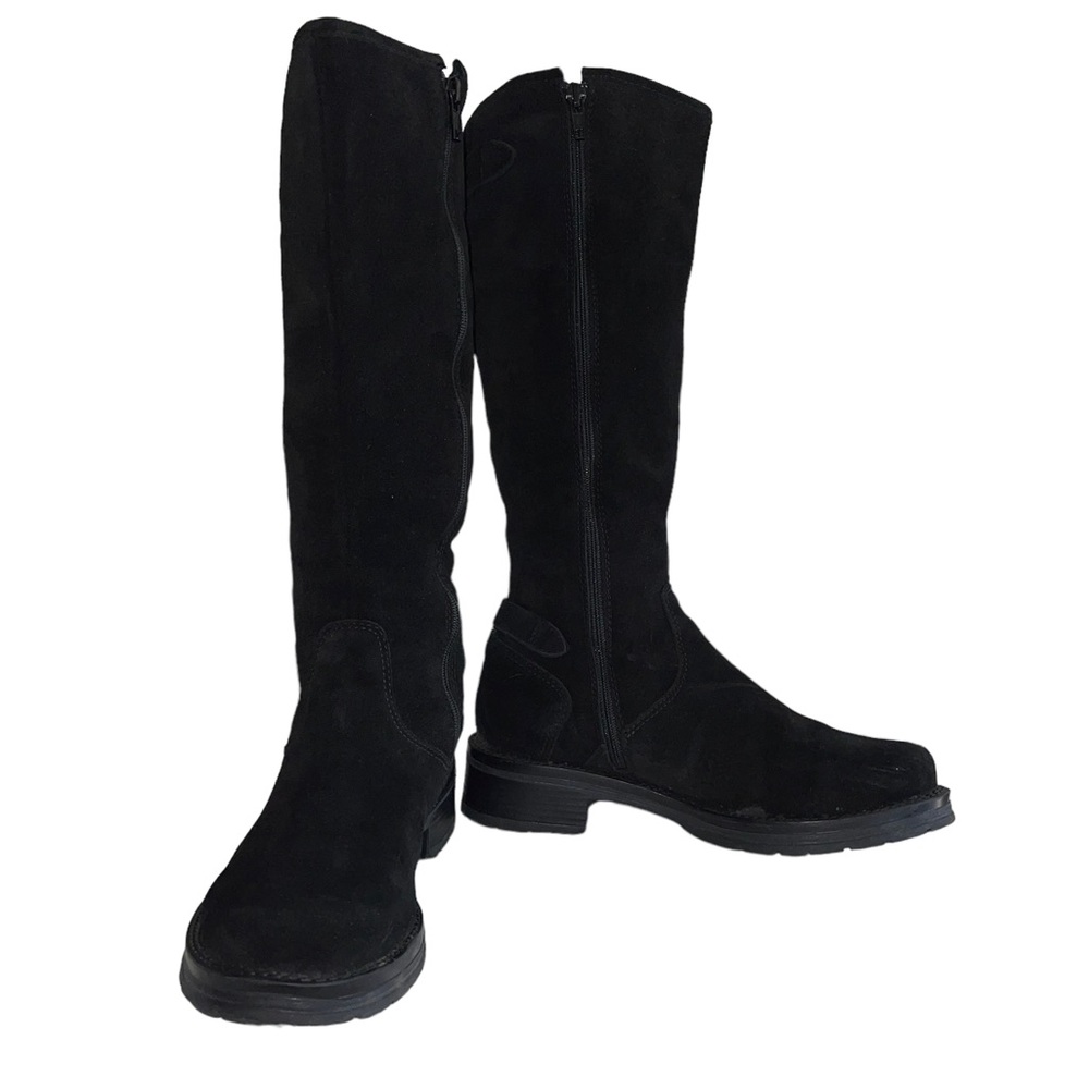 La Canadienne Black Suede Tall w/ 2 accent buckles - zip up. Size 6 1/2 EUC - Picture 3 of 10